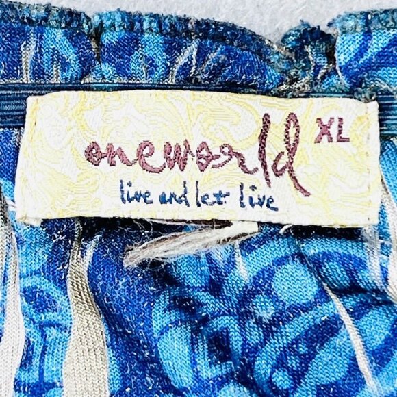 Oneworld Burnout Velvet Tunic Top Size XL Half Sleeve Tie Front - Picture 10 of 15